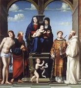 Francesco Francia The Virgin and Child and Saint Anne Enthroned with Saints Sebstian,Paul,John,Lawrence and Benedict oil painting picture wholesale